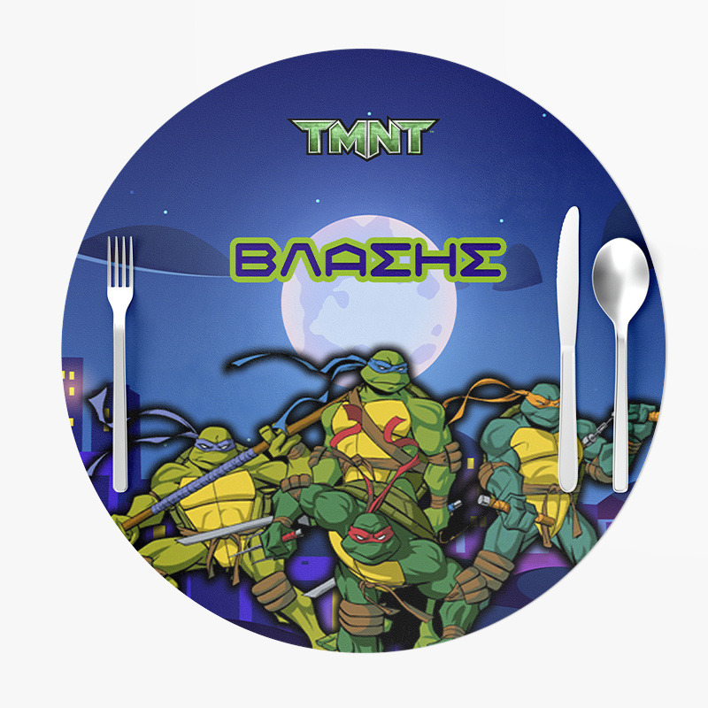 Σουπλά Χάρτινα στρογγυλά με όνομα Χελωνονιντζάκια 27cm