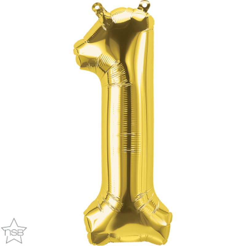 Μπαλόνι Φοιλ Σχήμα Νούμερο 1 Χρυσό 86εκ ύψος