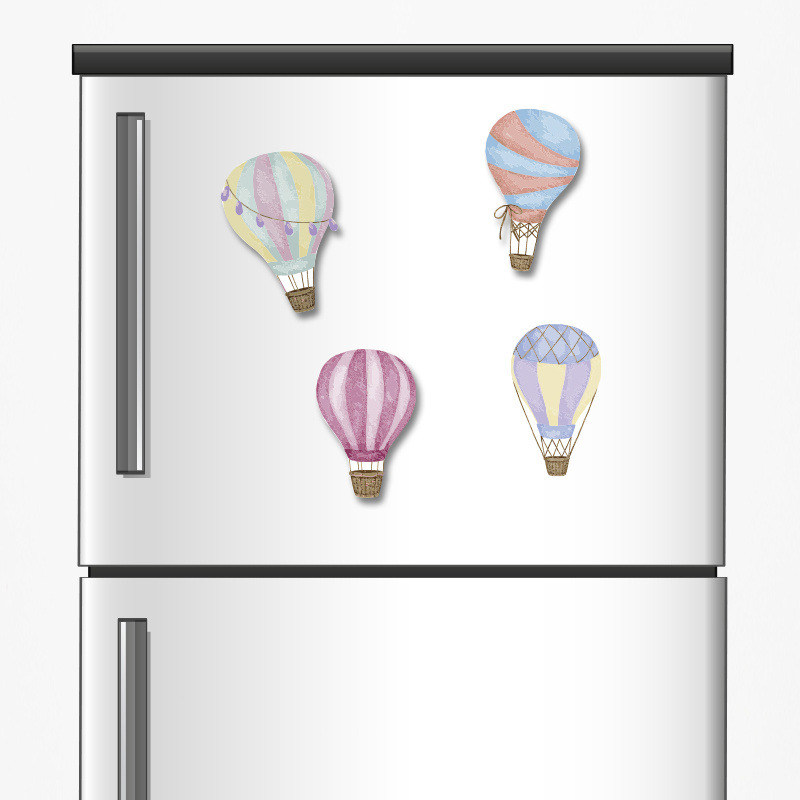 Ξύλινα μαγνητάκια Αερόστατο 5cm/ 4τμχ