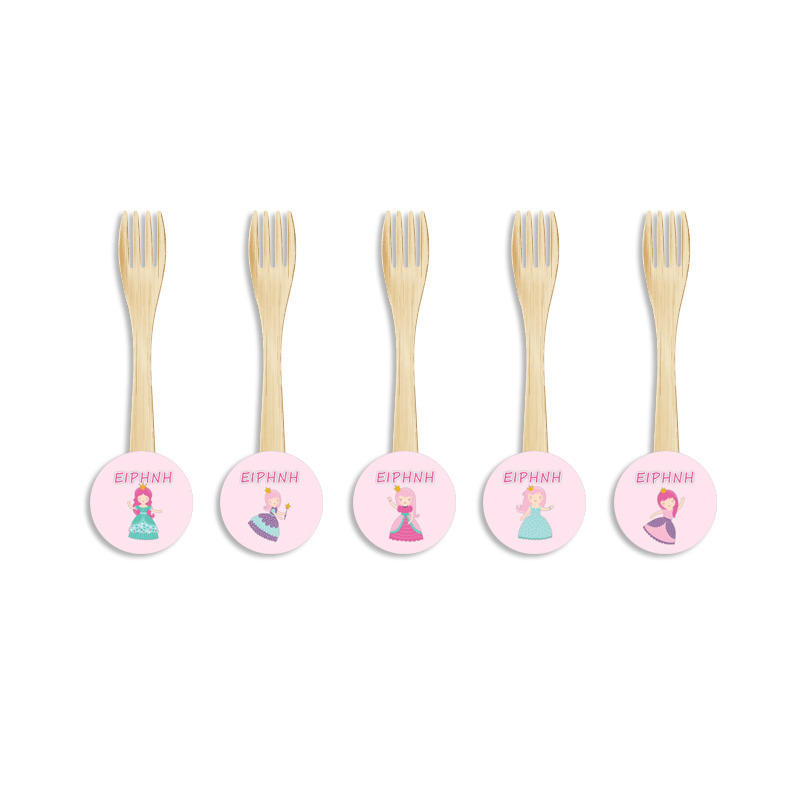 Ξύλινα Πιρουνάκια με όνομα Πριγκίπισσα / 8τμχ