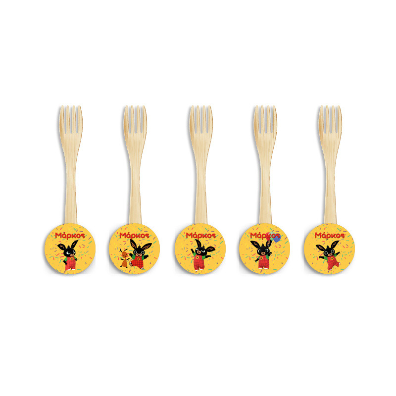 Ξύλινα Πιρουνάκια με όνομα Bing / 8τμχ