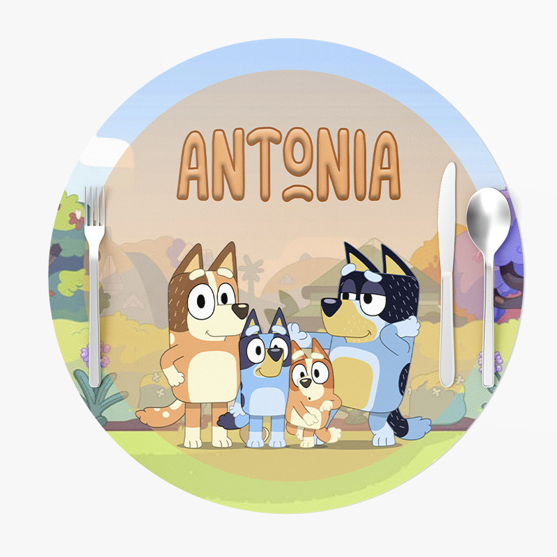 Σουπλά Χάρτινα στρογγυλά με όνομα Bluey 27cm