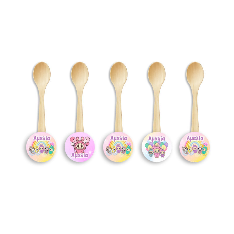 Ξύλινα Κουταλάκια με όνομα Labubu / 8τμχ