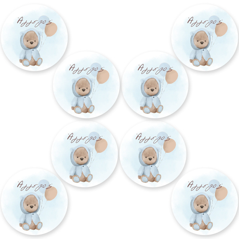 Στρογγυλά αυτοκόλλητα Αρκουδάκι για Αγόρι / 8 τμχ