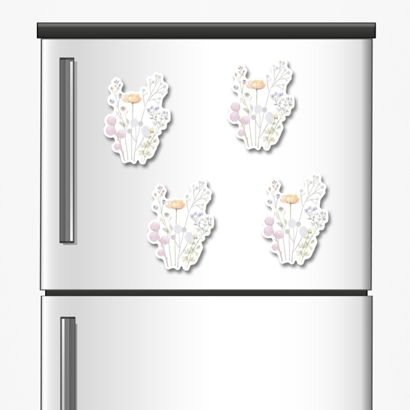 Ξύλινα μαγνητάκια Floral Pastel 5cm/ 4τμχ