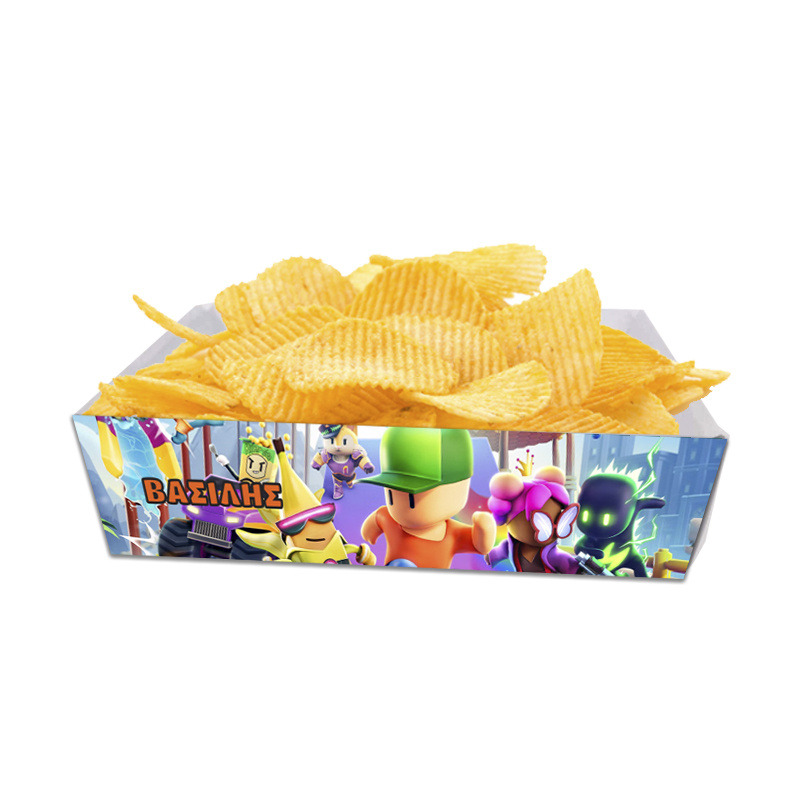 Κουτάκια για πατατάκια Stumble Guys με όνομα 8τμχ/ 15cmx10cmx4cm