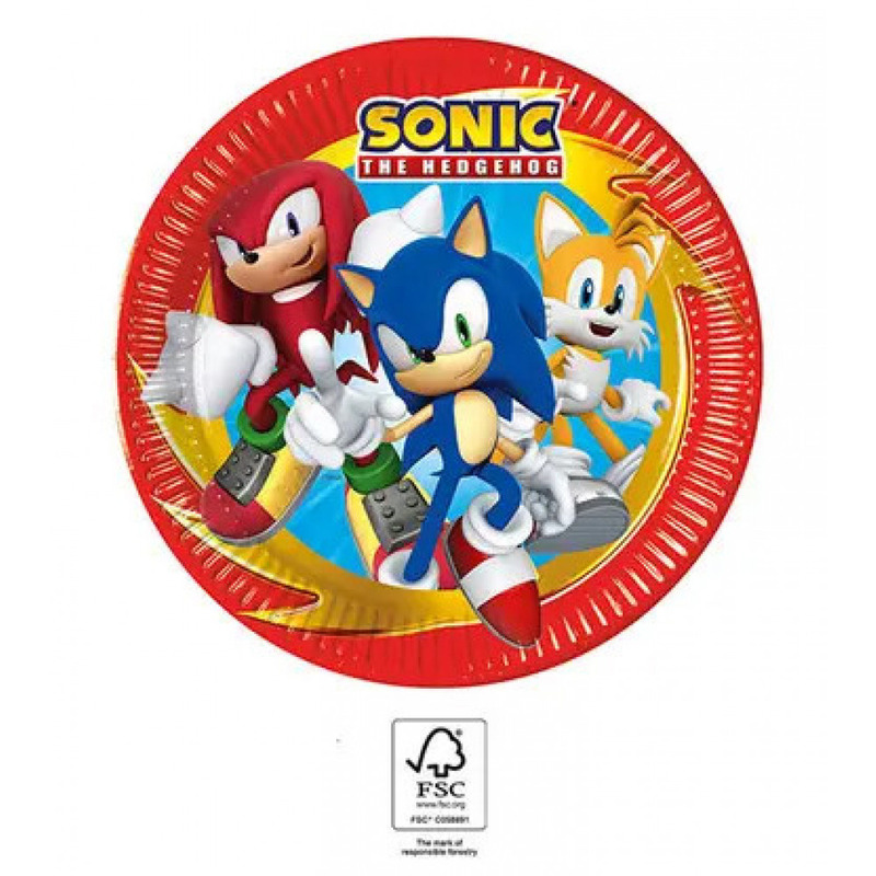 Χάρτινα πιάτα φαγητού Sonic the Hedgehog 23cm / 8τμχ