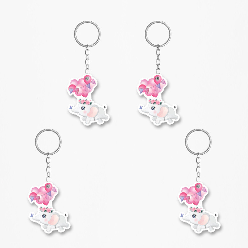 Ξύλινα Μπρελόκ Ελεφαντάκι για Κορίτσι 5cm/ 4τμχ