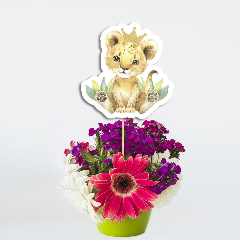 Διακοσμητικό Τοππερ Τιγράκι με Κορώνα χάρτινο για το τραπέζι/ 20cm