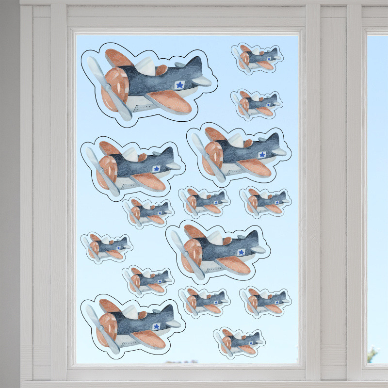 Αυτοκόλλητα τζαμιού Αεροπλάνο Vintage /10 τμχ