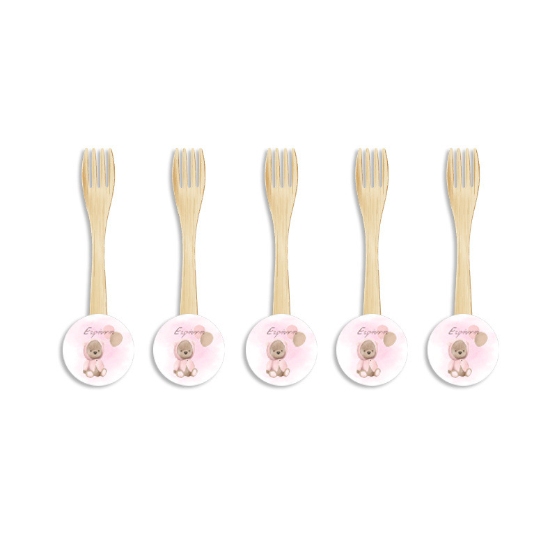 Ξύλινα Πιρουνάκια με όνομα Αρκουδάκι για Κορίτσι / 8τμχ