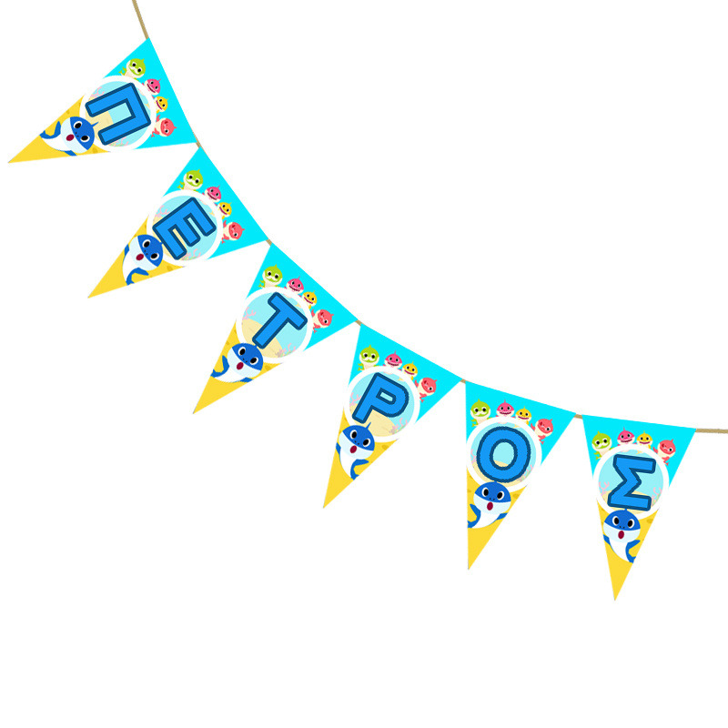 Σημαιάκια με όνομα Baby Shark τρίγωνα