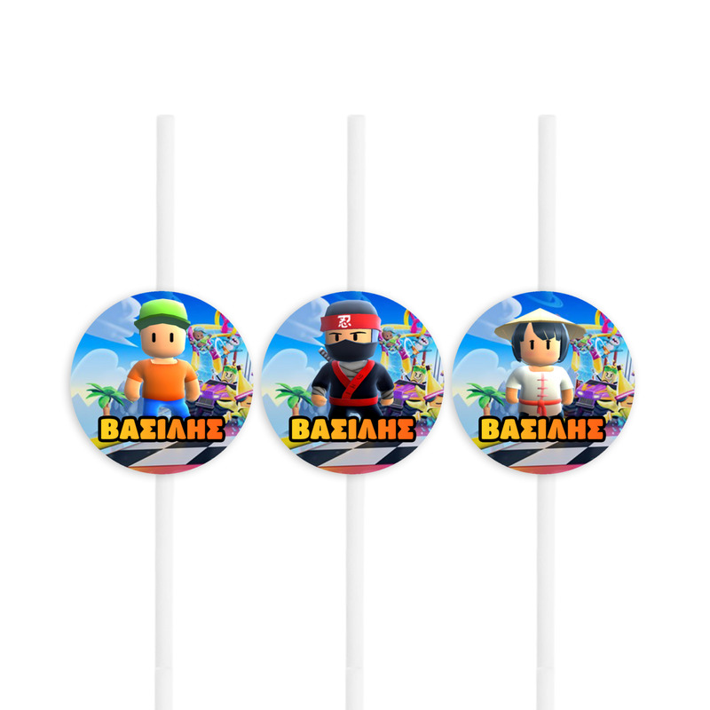 Χάρτινα καλαμάκια με όνομα Stumble Guys / 8τμχ