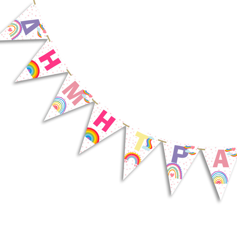 Σημαιάκια με όνομα Retro Rainbow τρίγωνα