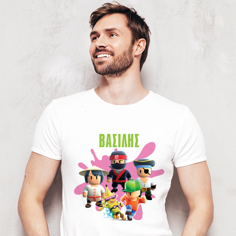 Ανδρικό T-shirt Stumble Guys για τον Μπαμπά με όνομα