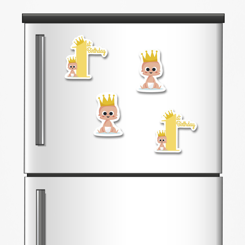 Ξύλινα μαγνητάκια 1st Birthday Boy 5cm/ 4τμχ