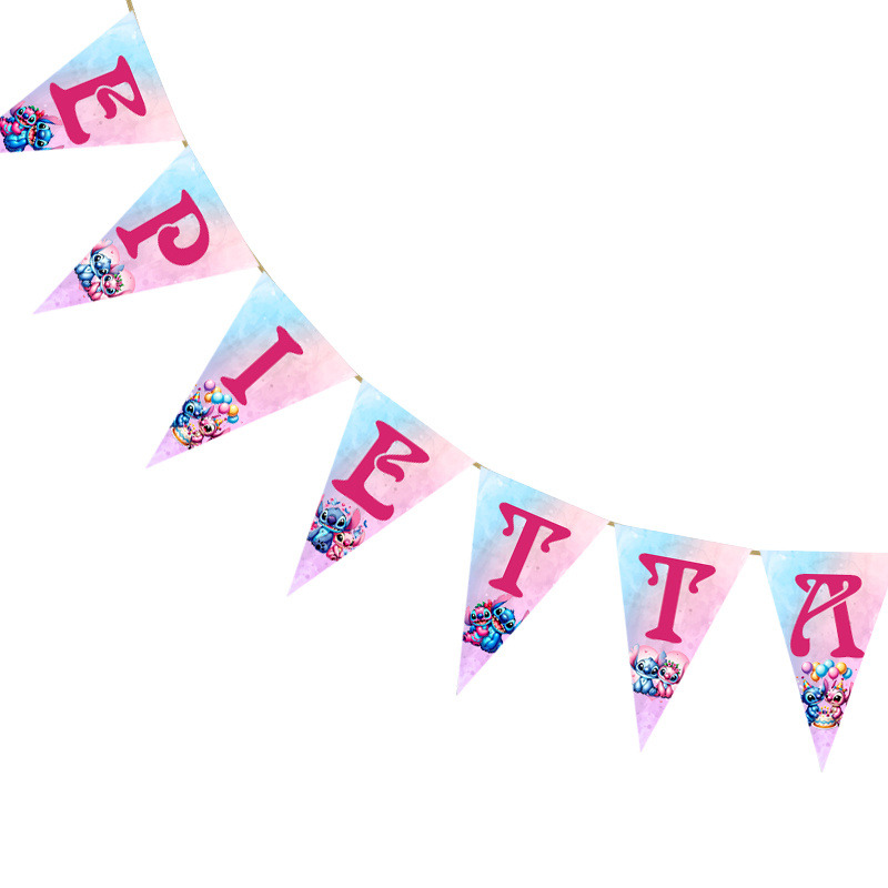 Σημαιάκια με όνομα Stitch & Angel τρίγωνα