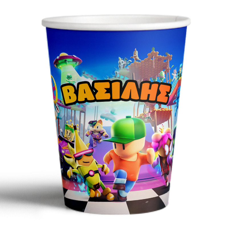 Ποτηράκια χάρτινα με όνομα Stumble Guys 250ml/8τμχ