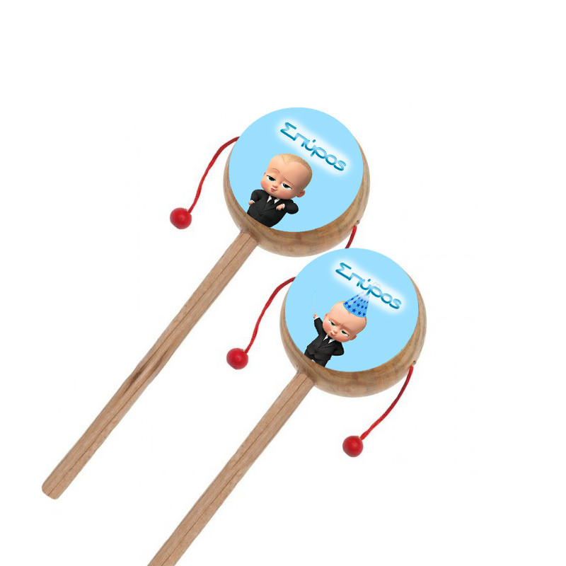 Ξύλινο Τυμπανάκι με όνομα Baby Boss 1st