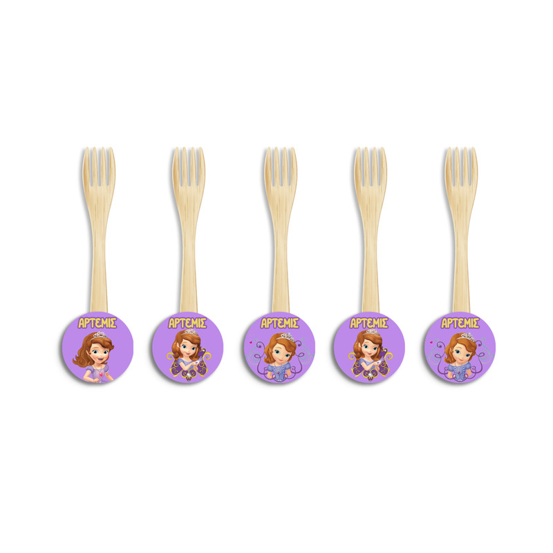 Ξύλινα Πιρουνάκια με όνομα Πριγκίπισσα Σοφία / 8τμχ