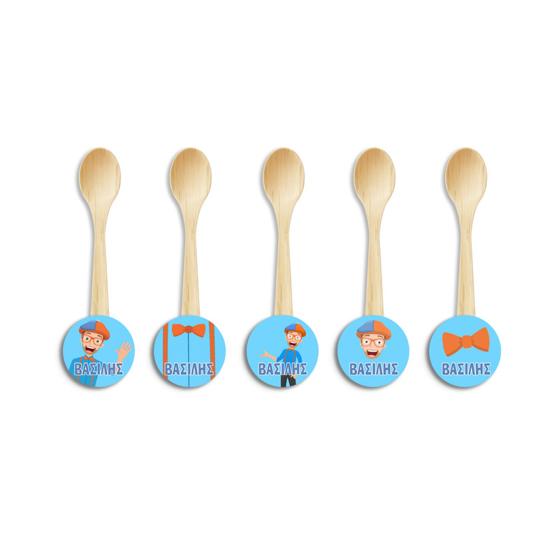 Ξύλινα Κουταλάκια με όνομα Blippi / 8τμχ
