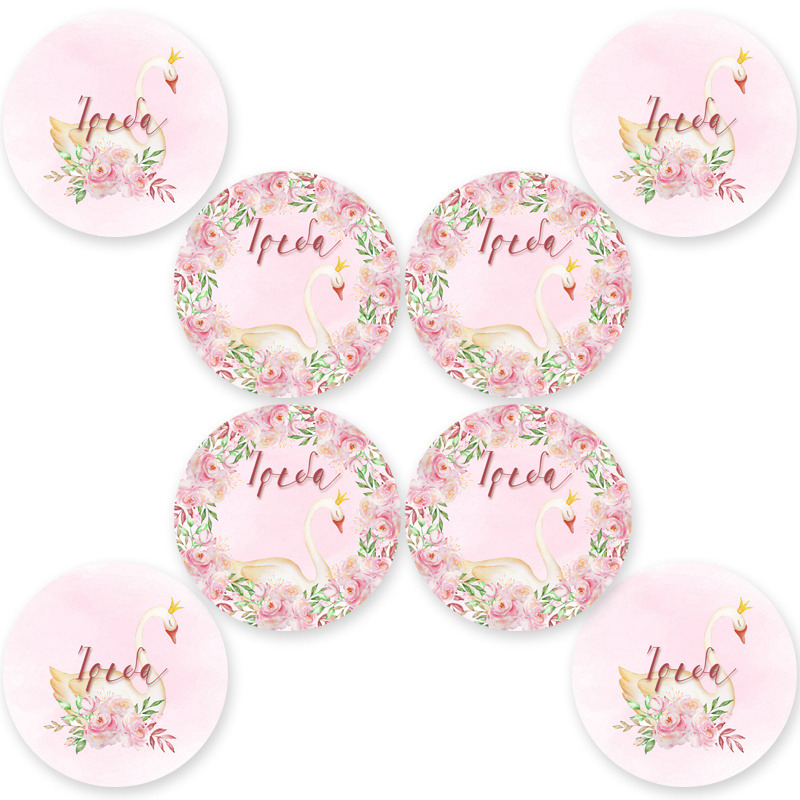 Στρογγυλά αυτοκόλλητα Κύκνος / 8 τμχ