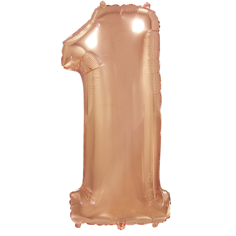 Μπαλόνι Φοιλ Σχήμα Ροζ Χρυσό Νούμερο 1 Ασυσκεύαστο