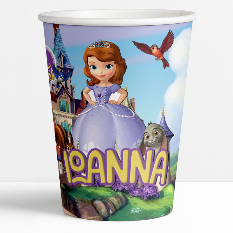 Ποτηράκια χάρτινα με όνομα Πριγκίπισσα Σοφία 250ml / 8τμχ