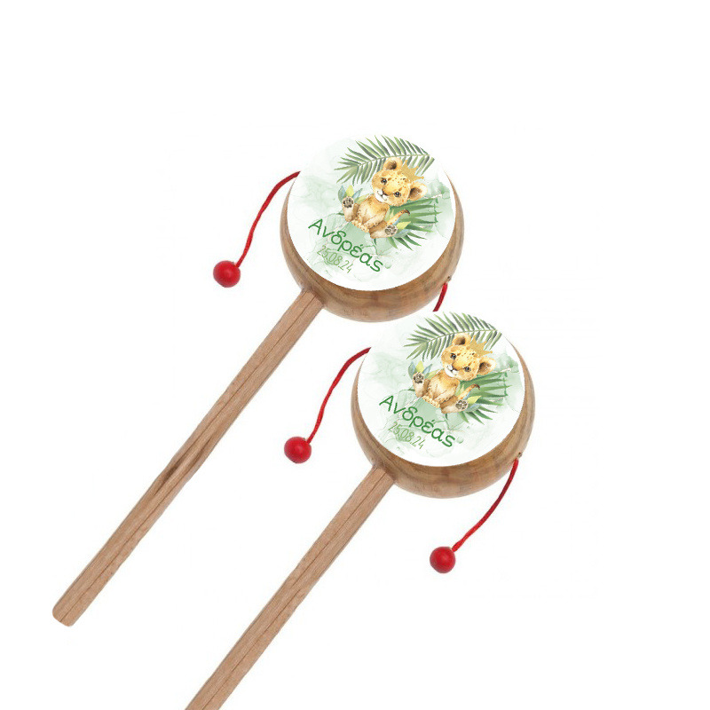 Ξύλινο Τυμπανάκι με όνομα Τιγράκι με Κορώνα