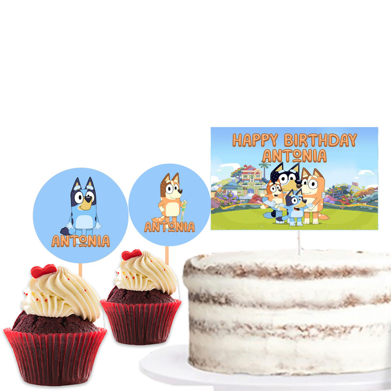Διακόσμηση τούρτας Bluey & cupcake toppers