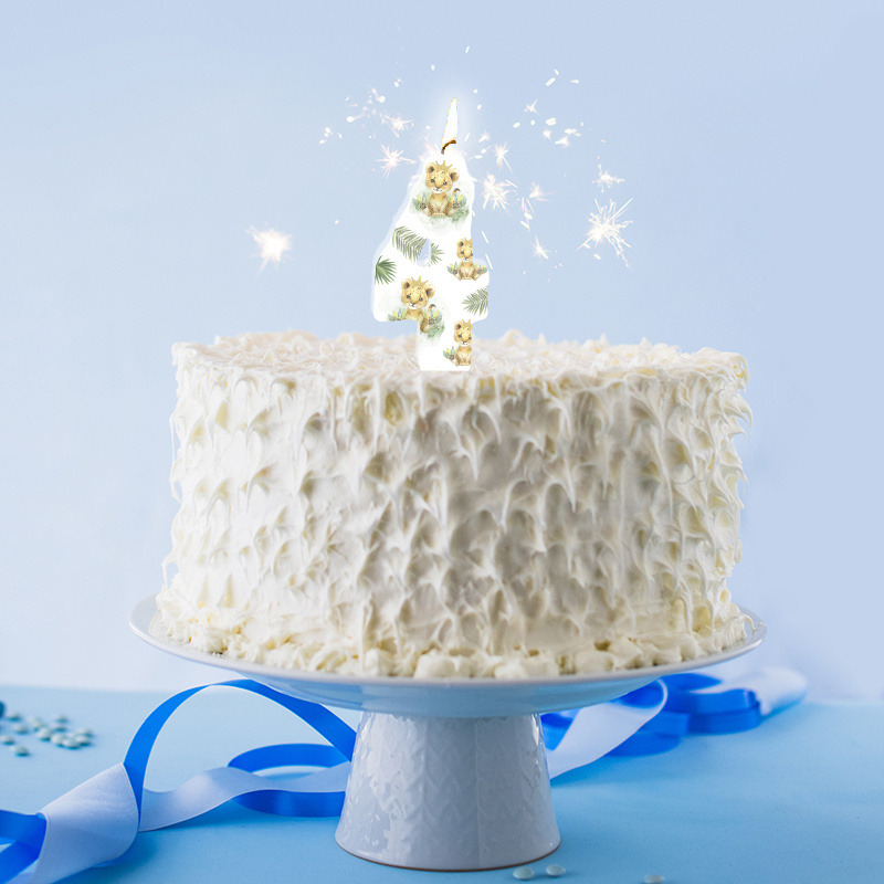 Κερί Νούμερο 4 Τιγράκι με Κορώνα