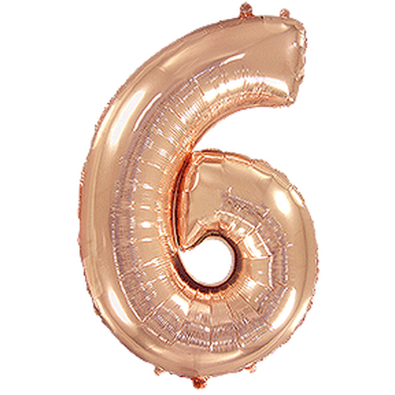 Μπαλόνι Φοιλ Σχήμα Ροζ Χρυσό Νούμερο 6 Ασυσκεύαστο