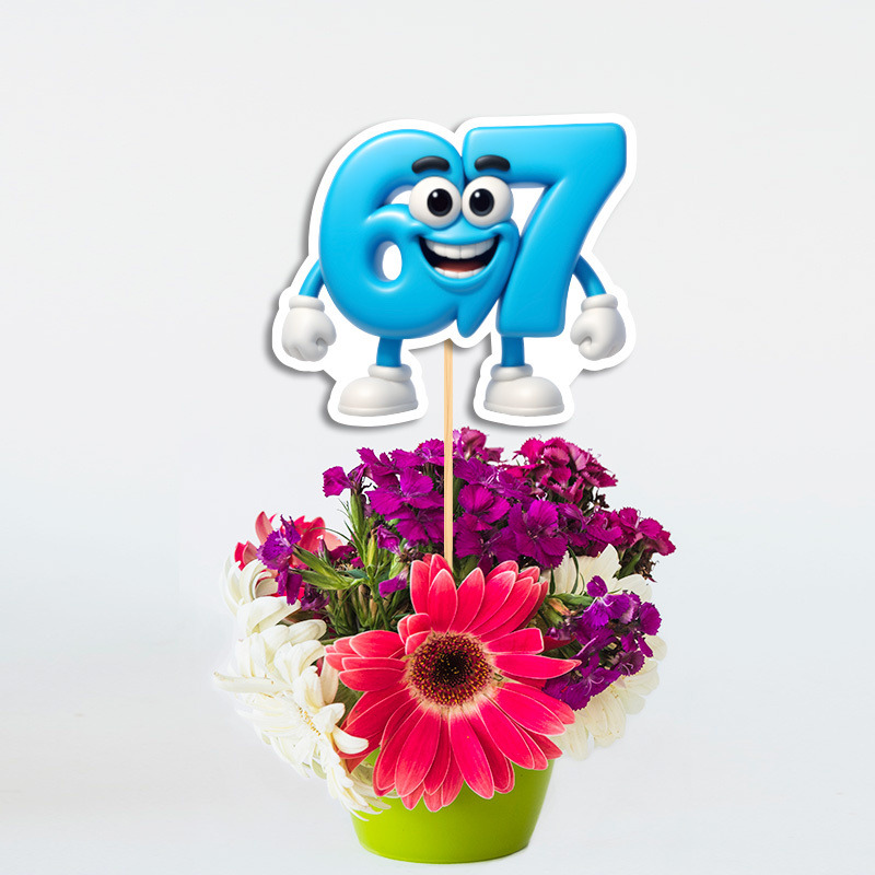 Διακοσμητικό Τοππερ 67 & Brainrot χάρτινο για το τραπέζι/ 20cm