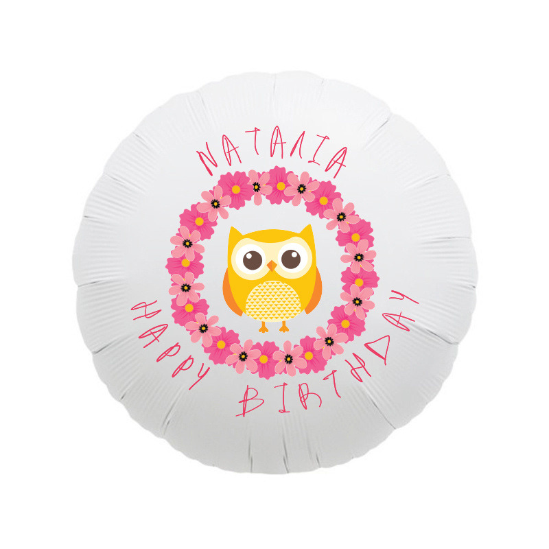 Μπαλόνι Φόιλ Κουκουβάγιες με όνομα στρογγυλό / 43cm