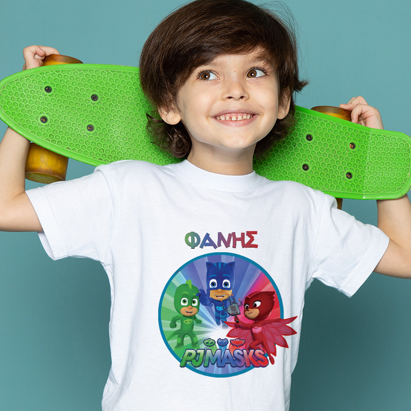 Παιδικό T-shirt PJ Masks για αγόρι με όνομα