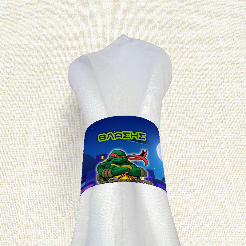 Δαχτυλίδι πετσέτας χάρτινο με όνομα Χελωνονιντζάκια