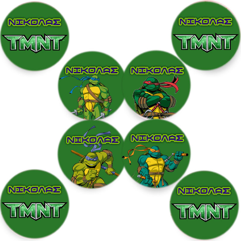 Στρογγυλά αυτοκόλλητα Χελωνονιντζάκια / 8τμχ