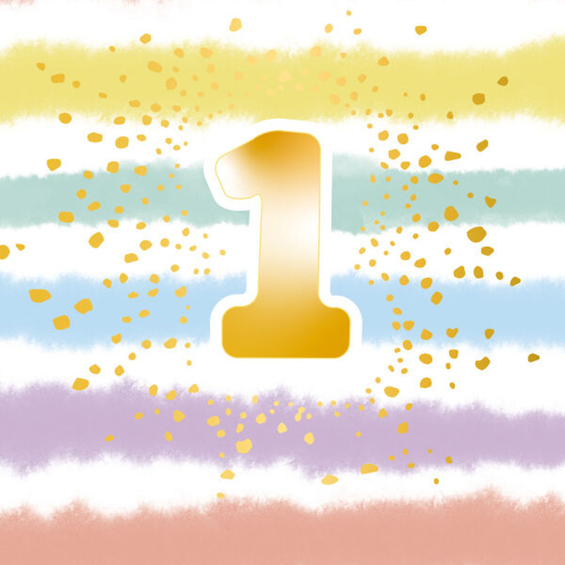 Χαρτοπετσέτες φαγητού 1st Birthday Rainbow / 16τεμ