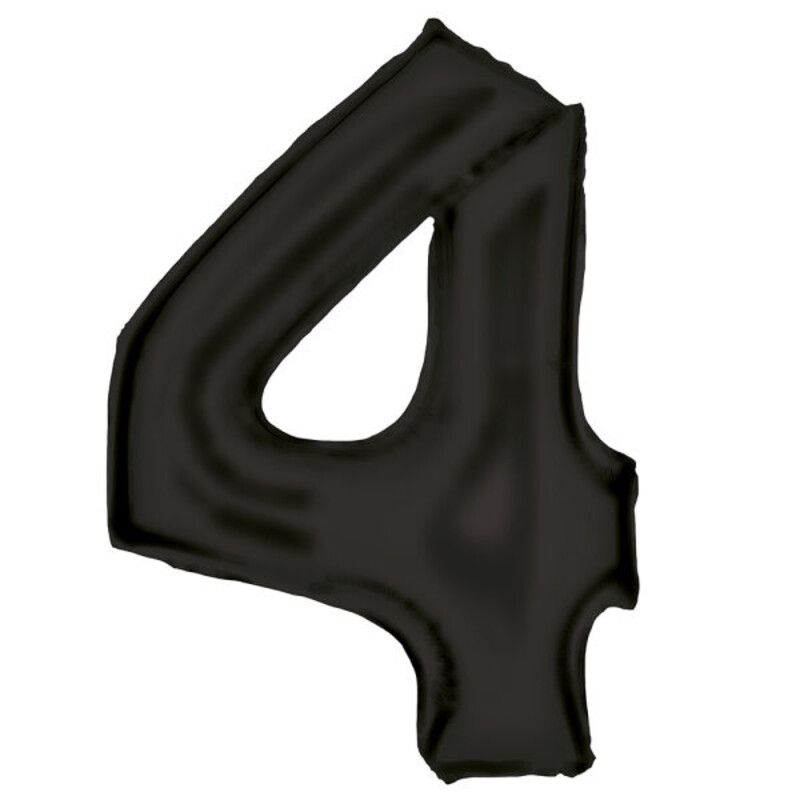 Μπαλόνι Φοιλ Σχήμα Μαύρο Νούμερο 4 - Silk Lustre Black / 86 εκ