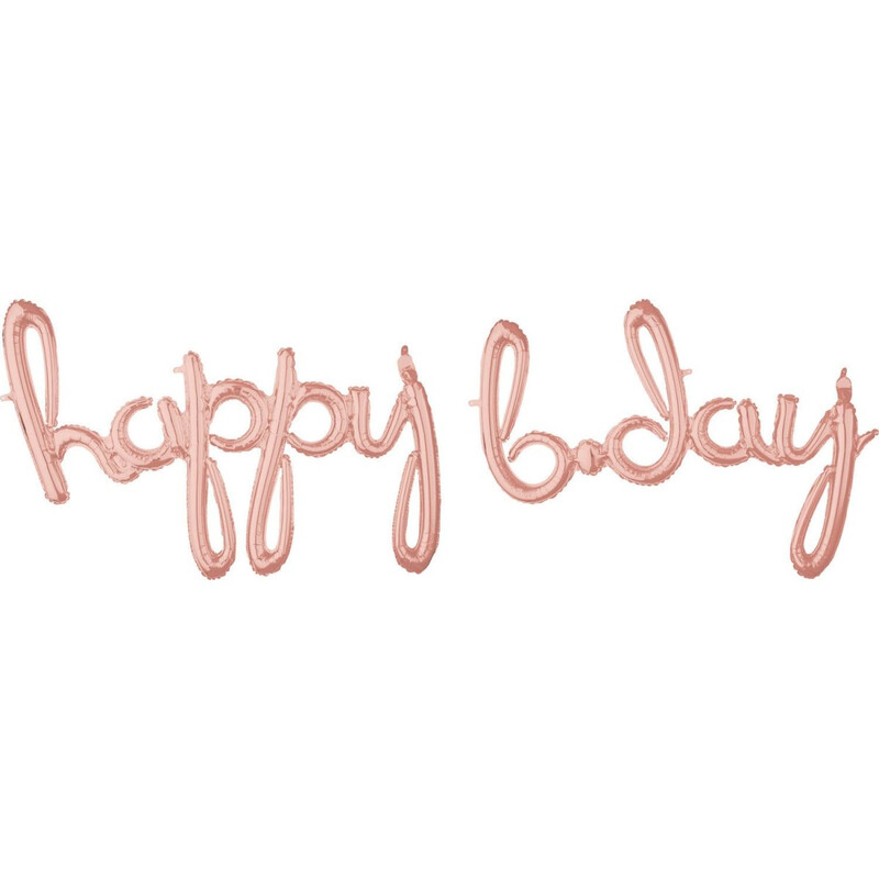 Μπαλόνι Φοιλ Script Phrase Happy B-day Ροζ Χρυσό