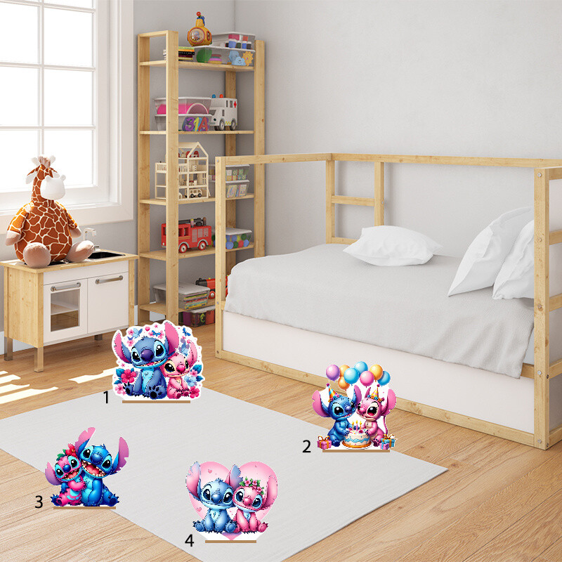 Διακοσμητική φιγούρα Stitch & Angel 20cm Ξύλινη με βάση/1 τμχ