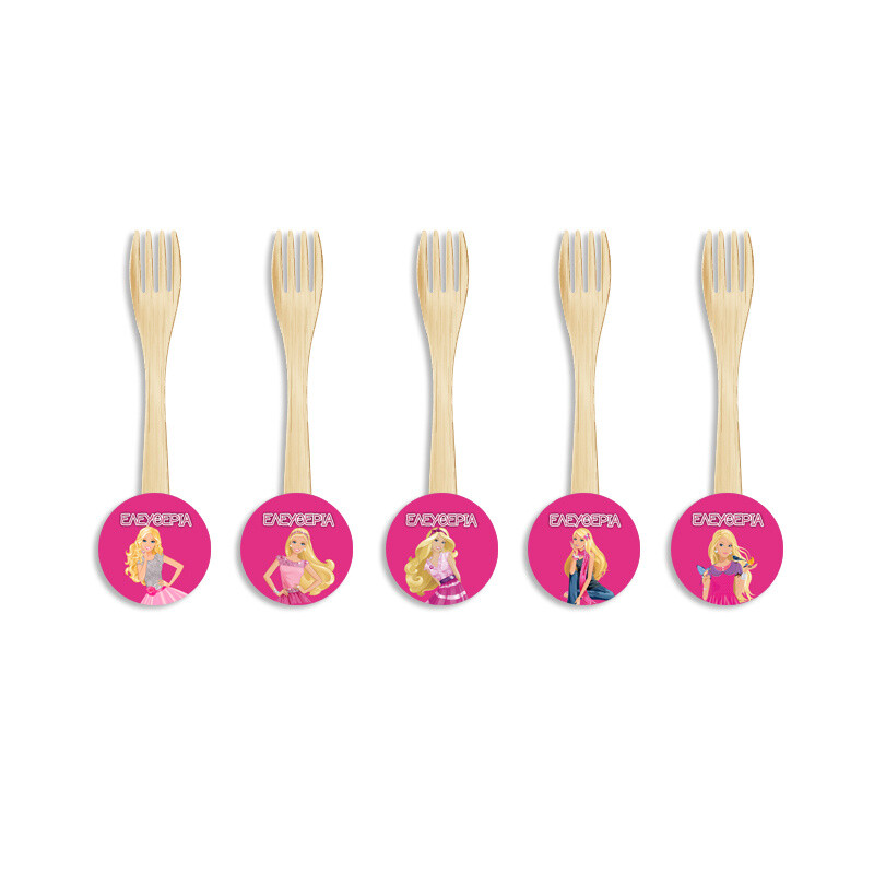 Ξύλινα Πιρουνάκια με όνομα Barbie / 8τμχ