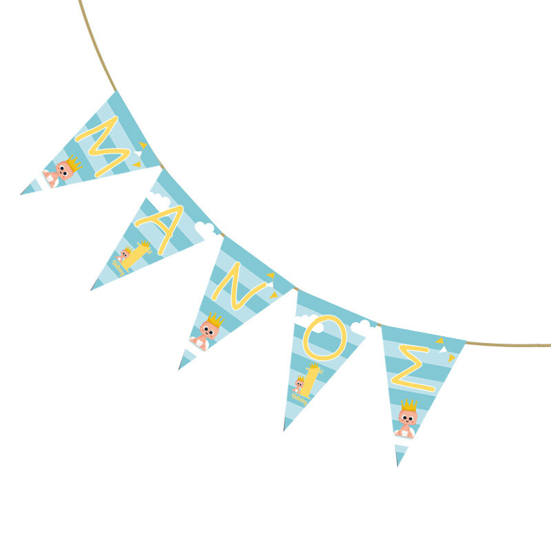 Σημαιάκια με όνομα 1st Birthday boy τρίγωνα