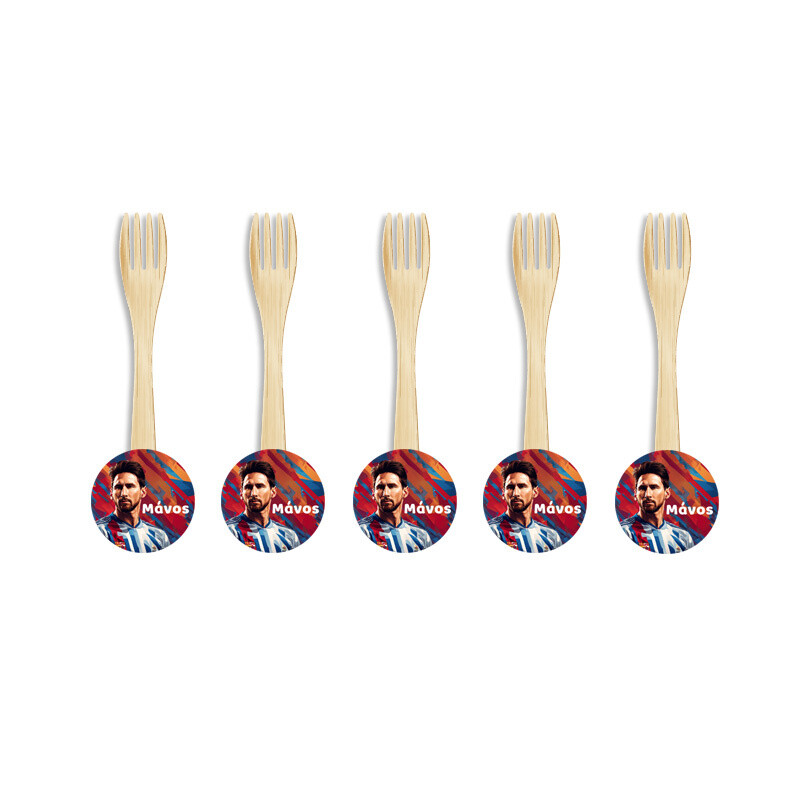 Ξύλινα Πιρουνάκια με όνομα Messi / 8τμχ