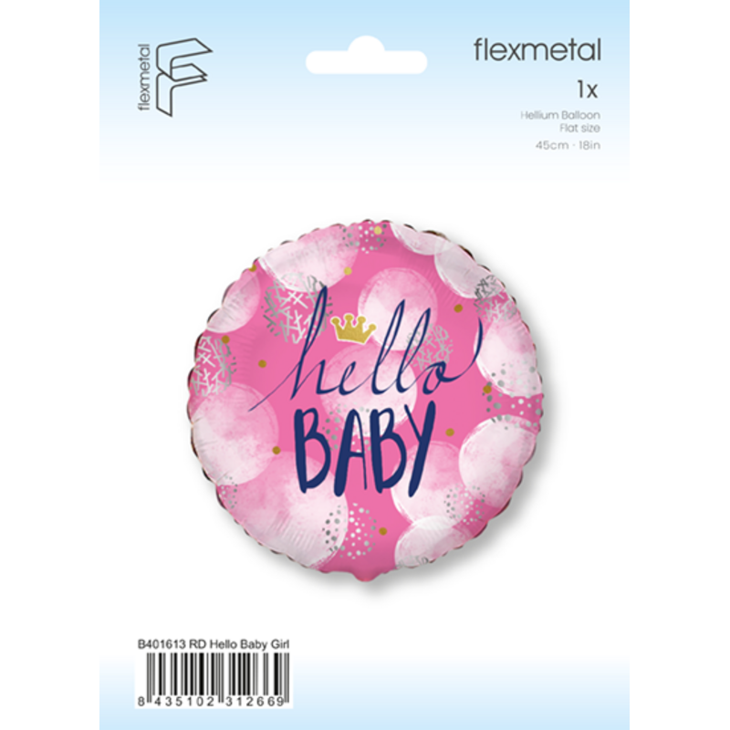 Μπαλόνι Φοιλ 18  Hello Baby Girl  / 46 εκ - Συσκευασμένο