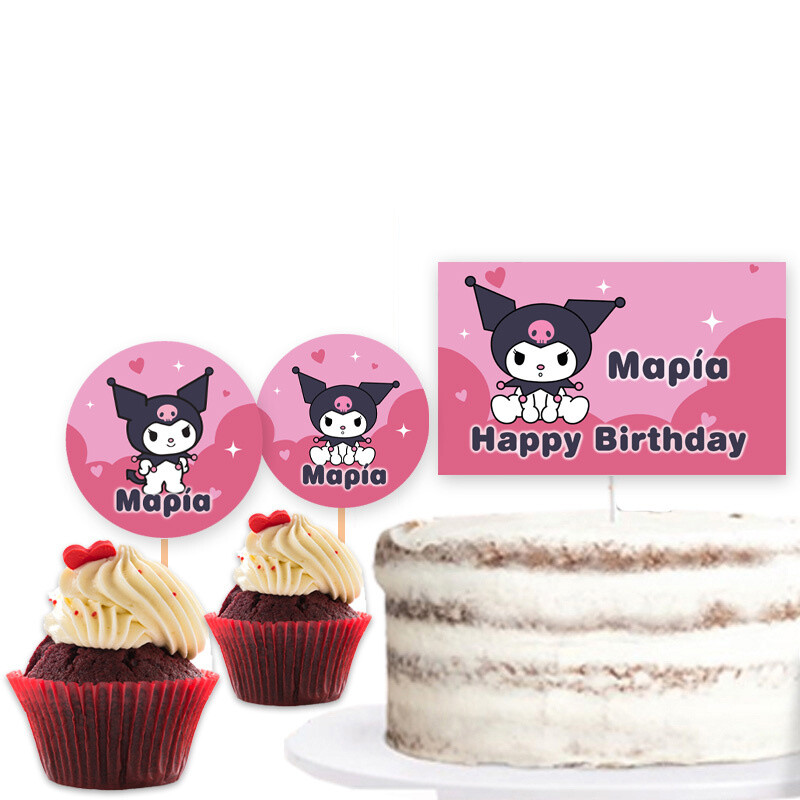 Διακόσμηση τούρτας Kuromi & cupcake toppers
