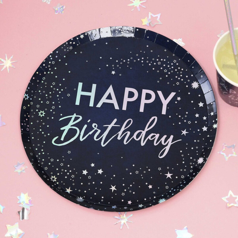 Πιάτα 23εκ. ιριδίζοντα  Happy Birthday
