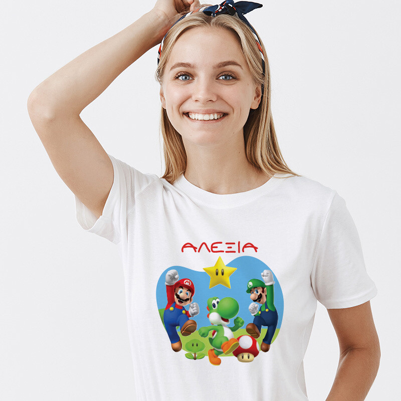 Γυναικείο T-shirt Super Mario για την Μαμά με όνομα
