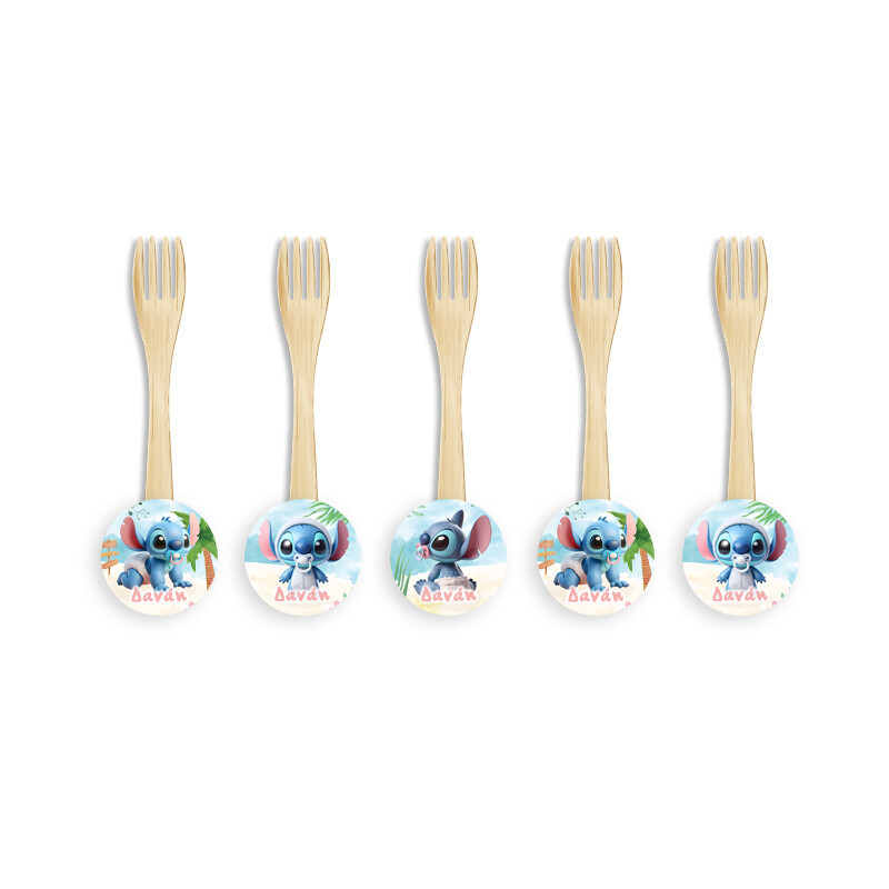 Ξύλινα Πιρουνάκια με όνομα Baby Stitch / 8τμχ