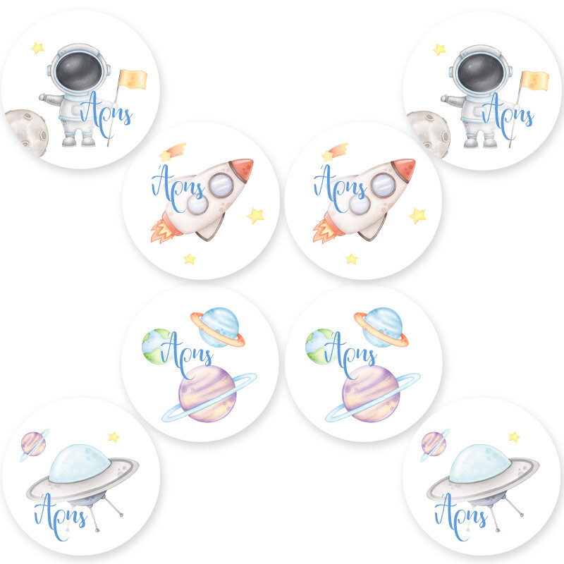 Στρογγυλά αυτοκόλλητα Αστροναύτης / 8 τμχ